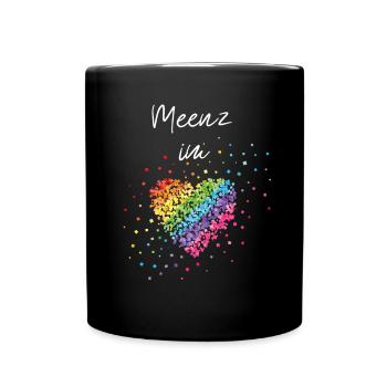 Meenz im Herz Karneval Fasching LGBTQ Regenbogen - Tasse einfarbig - Schwarz - Vorne