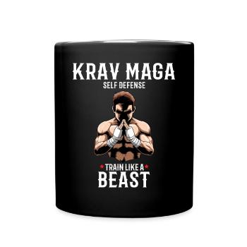Krav Maga Fighter - Trainieren wie eine Bestie - - Tasse einfarbig - Schwarz - Vorne