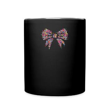 Karneval Fasching Konfetti Jeck Narr Fliege Clown - Tasse einfarbig - Schwarz - Vorne