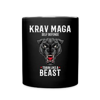 Krav Maga Panther - Trainieren wie eine Bestie - - Tasse einfarbig - Schwarz - Vorne