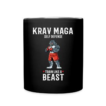 Krav Maga Pitbull - Trainieren wie eine Bestie - - Tasse einfarbig - Schwarz - Vorne