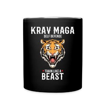 Krav Maga Tiger - Trainieren wie eine Bestie - - Tasse einfarbig - Schwarz - Vorne