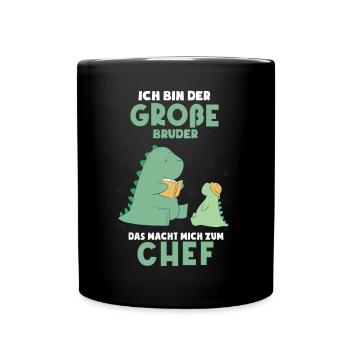 Lustiges Großer Bruder Shirt - Dino Brüder - Tasse einfarbig - Schwarz - Vorne