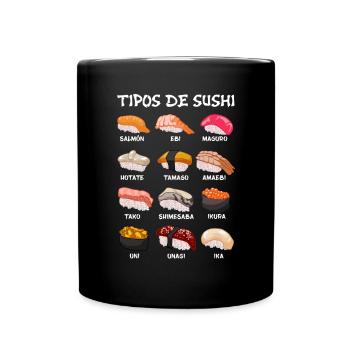 Arten von Sushi Essen Japan Manga Anime - Tasse einfarbig - Schwarz - Vorne
