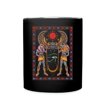 Egyptian Gods Ra Horus Hieroglyph - Full Colour Mug - black - Front