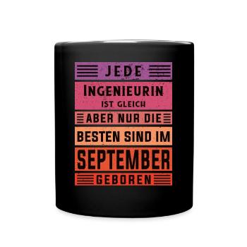 Ingenieurin Geburtstag September geboren - Tasse einfarbig - Schwarz - Vorne