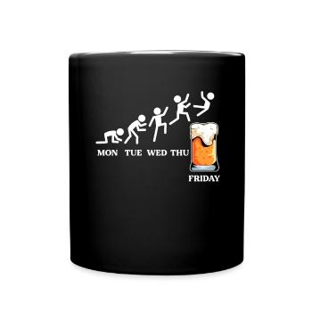 Work Week und Freitag Englisches Bier - Tasse einfarbig - Schwarz - Vorne