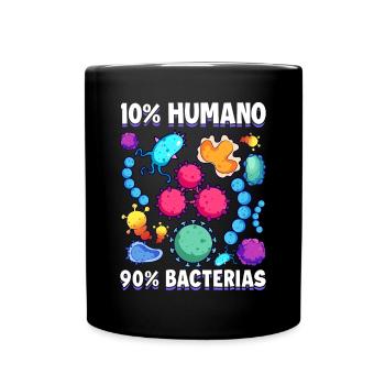 10 Mensch 90 Bakterien Biologie Wissenschaft - Tasse einfarbig - Schwarz - Vorne