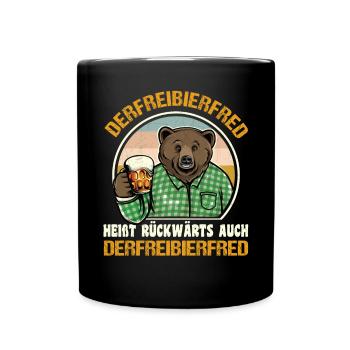 Derfreibierfred Heißt Rückwärts Auch Bier - Tasse einfarbig - Schwarz - Vorne