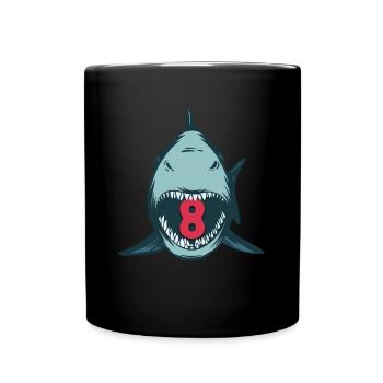 Megalodon Hai 8th birthday 8 years Megalodon - Full Colour Mug - black - Front