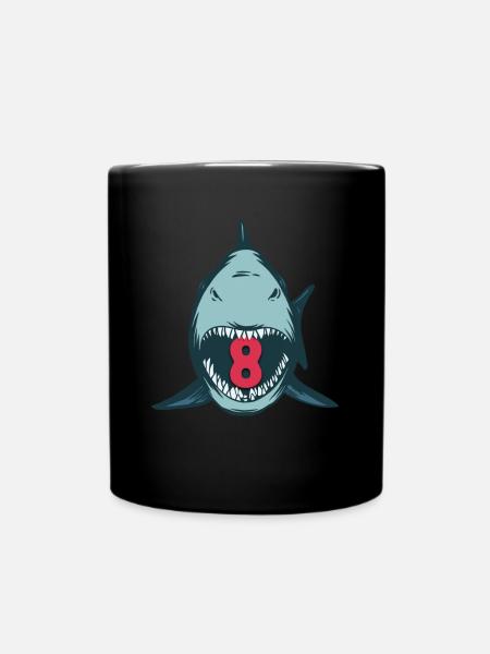 Megalodon Hai 8ème anniversaire 8 ans Megalodon - Mug uni - noir