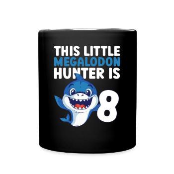Ce petit chasseur de mégalodon a 8 ans - - Mug uni - noir - Devant