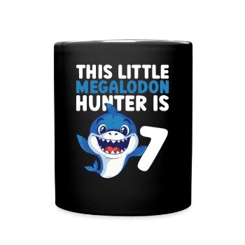 Ce petit chasseur de mégalodon a 7 ans - - Mug uni - noir - Devant