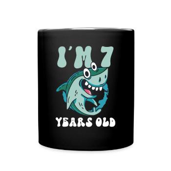 Ce petit chasseur de mégalodon a 7 ans - - Mug uni - noir - Devant