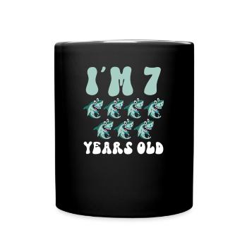 Ce petit chasseur de mégalodon a 7 ans - - Mug uni - noir - Devant