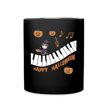 Black Witch with Witch Hat Pumpkin Wishes Happy Ha - Full Colour Mug - black - Front