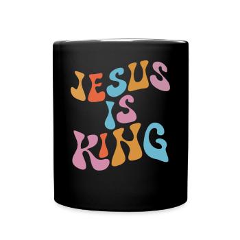 Jesus ist K�nig Christian Glaube inspirierende Jes - Tasse einfarbig - Schwarz - Vorne