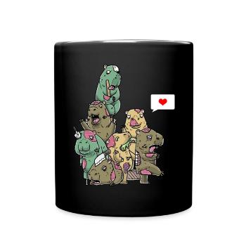Funny Zombie Capybara Spooky Halloween Scary - Full Colour Mug - black - Front