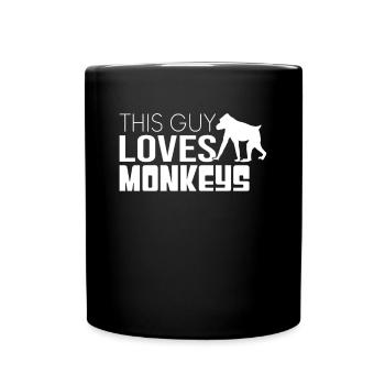 This guy loves monkeys - Full Colour Mug - black - Front