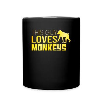 This guy loves monkeys - Full Colour Mug - black - Front