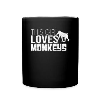 This girl loves monkeys - Full Colour Mug - black - Front