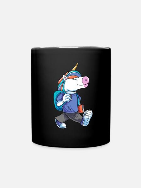 Einhorn Schulranzen - Tasse einfarbig - Schwarz