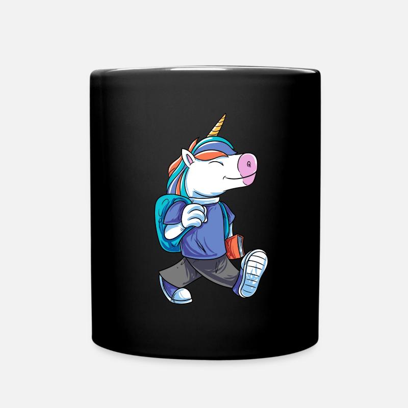 Einhorn Schulranzen - Tasse einfarbig - Schwarz
