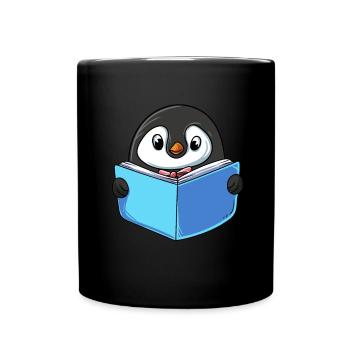 Pinguin Lesebuch - Tasse einfarbig - Schwarz - Vorne