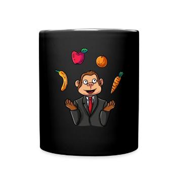 Affe jonglierend - Tasse einfarbig - Schwarz - Vorne