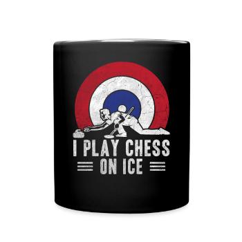 I play Chess on Ice Curling House - Full Colour Mug - black - Front
