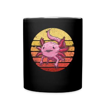 Axolotl Retro Sunset Vintage Kids Axolotl - Tasse einfarbig - Schwarz - Vorne