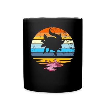 Axolotl Retro Sunset Vintage Kids Axolotl - Tasse einfarbig - Schwarz - Vorne