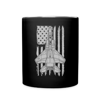 F-15 Eagle Fighter Jet Flugzeug American Flag F15 - Tasse einfarbig - Schwarz - Vorne