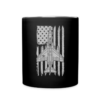 F-4 Phantom Fighter Jet Flugzeug American Flag F4 - Tasse einfarbig - Schwarz - Vorne