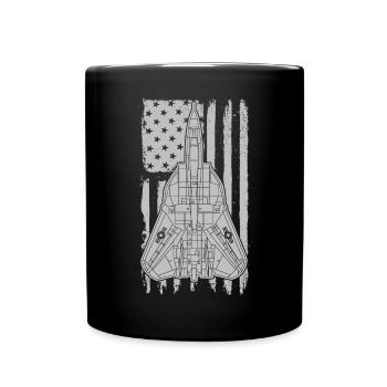 F-14 Tomcat Fighter Jet Flugzeug American Flag F14 - Tasse einfarbig - Schwarz - Vorne