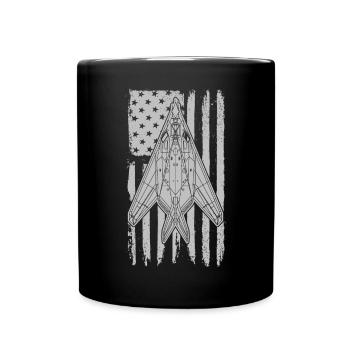 F117 Stealth Nighthawk Flugzeug American Flag F117 - Tasse einfarbig - Schwarz - Vorne