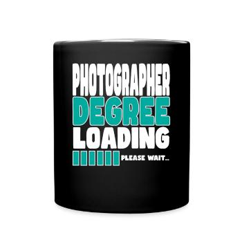 Fotograf lädt Ausbildung - Tasse einfarbig - Schwarz - Vorne