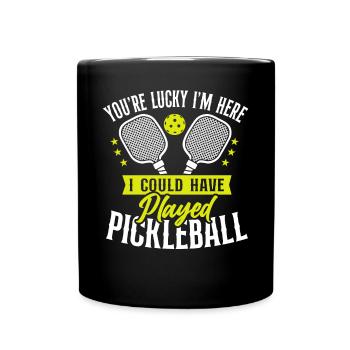 Pickleball Tu as de la chance je suis ici - Mug uni - noir - Devant