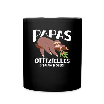 Papas Schlafshirt - Tasse einfarbig - Schwarz - Vorne
