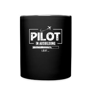 Pilot in Ausbildung Lädt Flugzeug Luftfahrt - Tasse einfarbig - Schwarz - Vorne