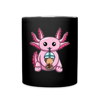 Kawaii Bubble Tea Axolotl - Tasse einfarbig - Schwarz - Vorne