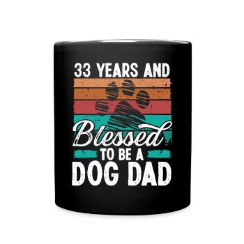 33 Year Old Dog Dad 33 Birthday Retro Dog Father - Full Colour Mug - black - Front