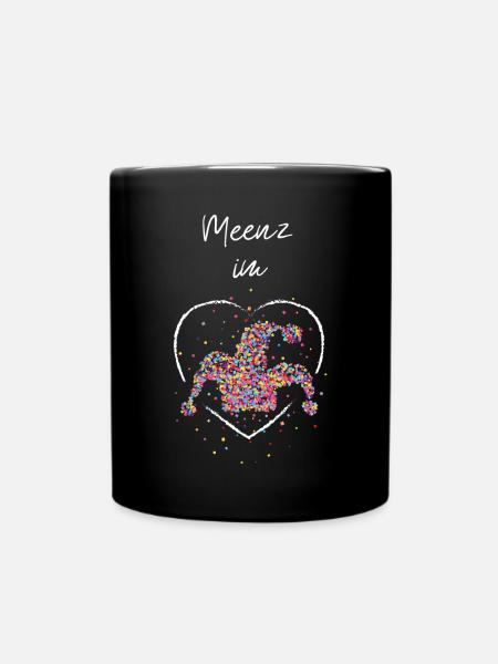 Meenz im Herz Karneval Fasching Konfetti Fasnacht - Tasse einfarbig - Schwarz