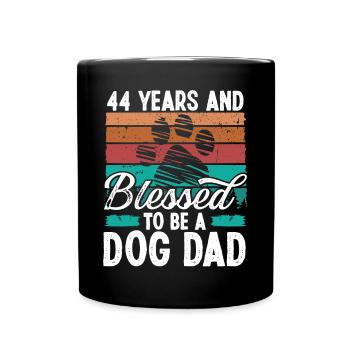 44 Year Old Dog Dad 44 Birthday Retro Dog Father - Full Colour Mug - black - Front
