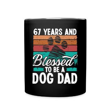 67 Year Old Dog Dad 67 Birthday Retro Dog Father - Tasse einfarbig - Schwarz - Vorne