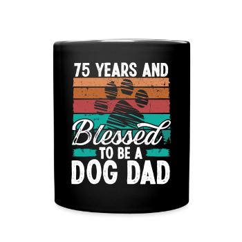 75 Year Old Dog Dad 75 Birthday Retro Dog Father - Full Colour Mug - black - Front