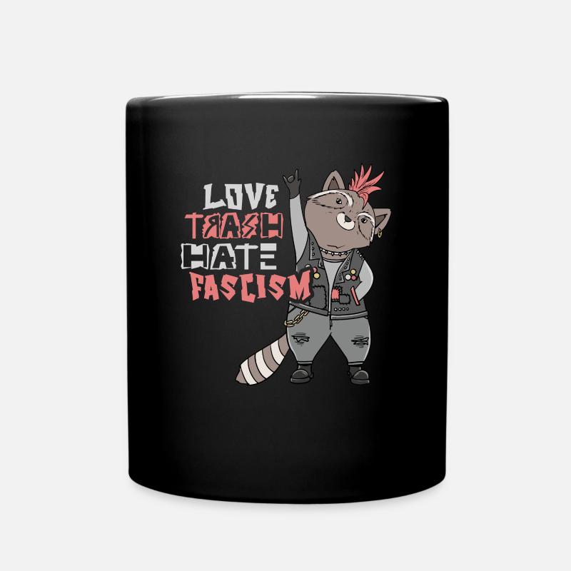 Love Trash Hate Facism Militants antifascistes - Mug uni - noir