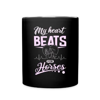My heart beats for horses - Full Colour Mug - black - Front