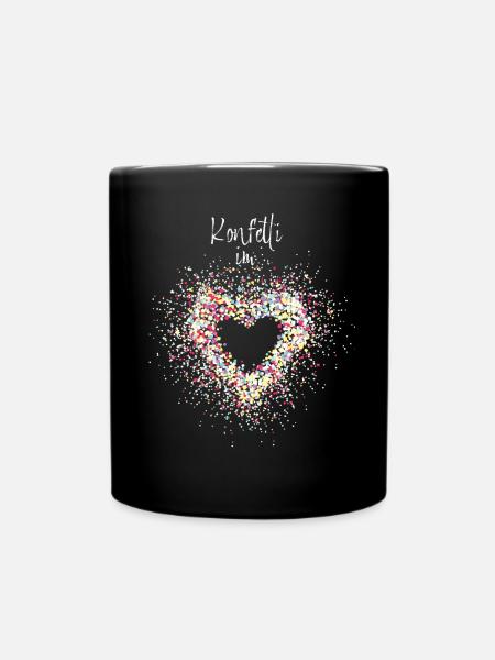 Konfetti im Herz Karneval Fastelovend Fasching - Tasse einfarbig - Schwarz