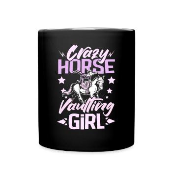 Fille folle de saut de chevaux - Mug uni - noir - Devant